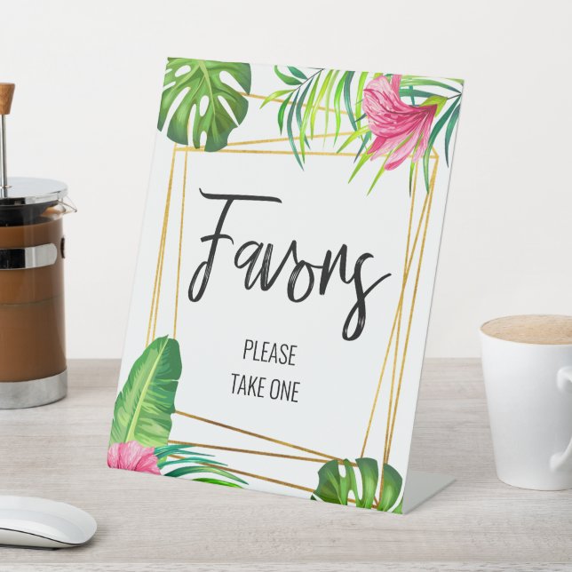 Gold Tropical Floral Favours Sign (In SItu)