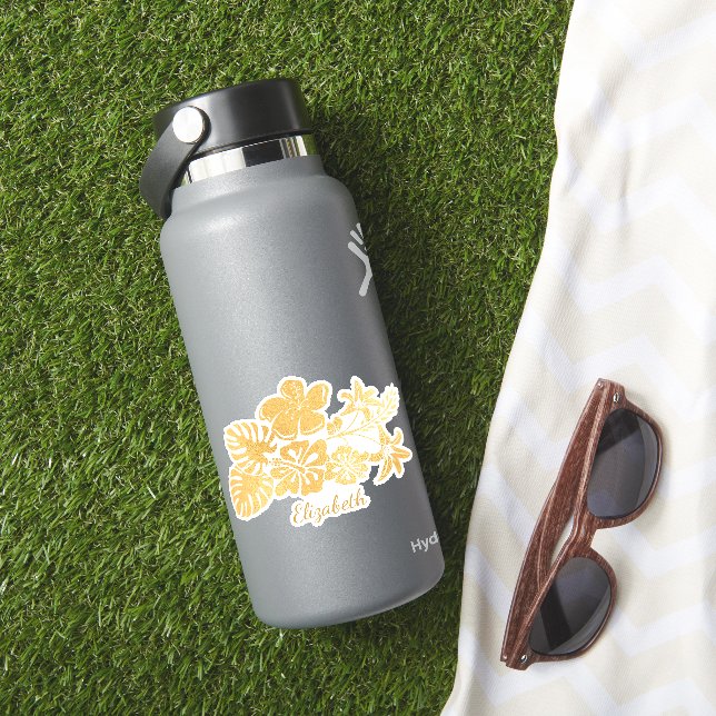 Gold Tropical Floral Leaves Personalised (HydroFlask Insitu)