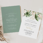 Gold Tropical Foliage Floral Front & Back Wedding  Invitation<br><div class="desc">This gold tropical foliage floral front and back wedding invitation is perfect for a rustic wedding. The design features hand-painted watercolor gold and tropical green foliage with elegant blush flowers.

Save paper by including more details on the back of the invitation instead of on a separate enclosure card.</div>