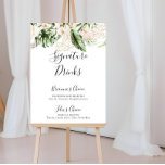 Gold Tropical Foliage Floral Signature Drinks Sign<br><div class="desc">This gold tropical foliage floral signature drinks sign is perfect for a rustic wedding. The design features hand-painted watercolor gold and tropical green foliage with elegant blush flowers.

Personalize the sign with the names of the bride and groom and their favorite drink choice.</div>