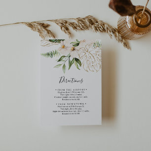 Gold Tropical Foliage Floral Wedding Directions Enclosure Card