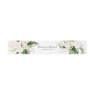 Gold Tropical Foliage Floral Wedding Invitation Belly Band