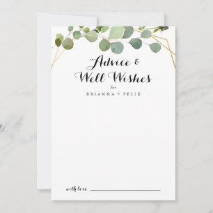 Gold Tropical Green Leaves Wedding Well Wishes Advice Card