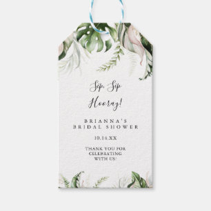 Gold Tropical Green Sip Sip Hooray Bridal Shower Gift Tags