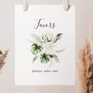Gold Tropical Greenery Favours Sign