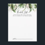 Gold Tropical Greenery Wedding Bucket List Cards<br><div class="desc">These gold tropical greenery wedding bucket list cards are the perfect activity for a modern wedding reception or bridal shower. The design features hand-painted watercolor gold and green palm and banana leaves with pink flowers neatly arranged into beautiful bouquets. Change the wording to suit any life event. Bucket list sign...</div>
