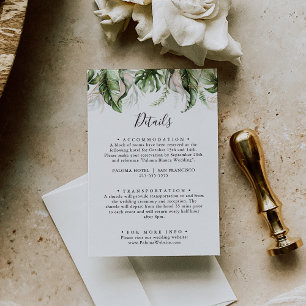 Gold Tropical Greenery Wedding Details Enclosure Card