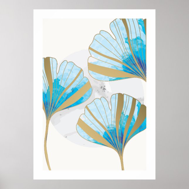 Gold tropical leaves poster (Front)