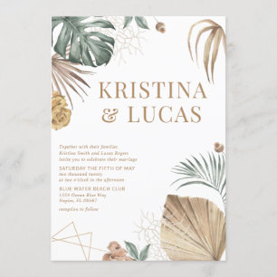Gold Tropical Oasis Destination Wedding Invitation