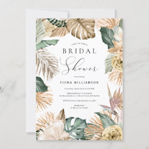 Gold Tropical Palm Beach Bridal Shower  Invitation