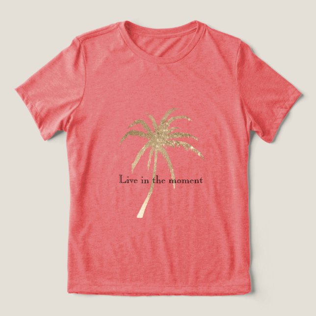 Gold Tropical Palm Tree Tri-Blend Shirt (Design Front)
