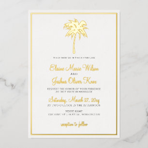 Gold Tropical Palm Tree Wedding Invitations