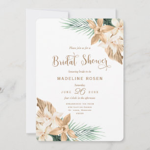 Gold Tropical Pampas Bridal Shower Invitation