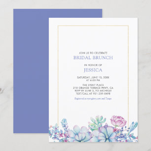 Gold & Tropical Succulents Bridal Brunch Shower In Invitation