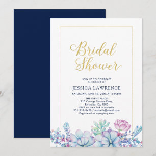 Gold & Tropical Succulents Bridal Wedding Shower I Invitation