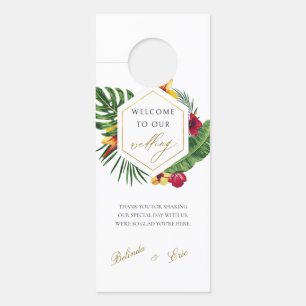 Gold Tropical Wedding Door Hanger