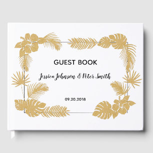 Gold Tropical Wedding Guest Book