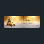 Gold Truck Christmas Tree Return Address Label<br><div class="desc">Beautiful Gold Truck Christmas Tree Holiday Return Address Label</div>