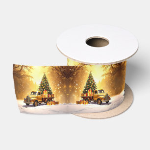 Gold Truck Christmas Tree Satin Ribbon
