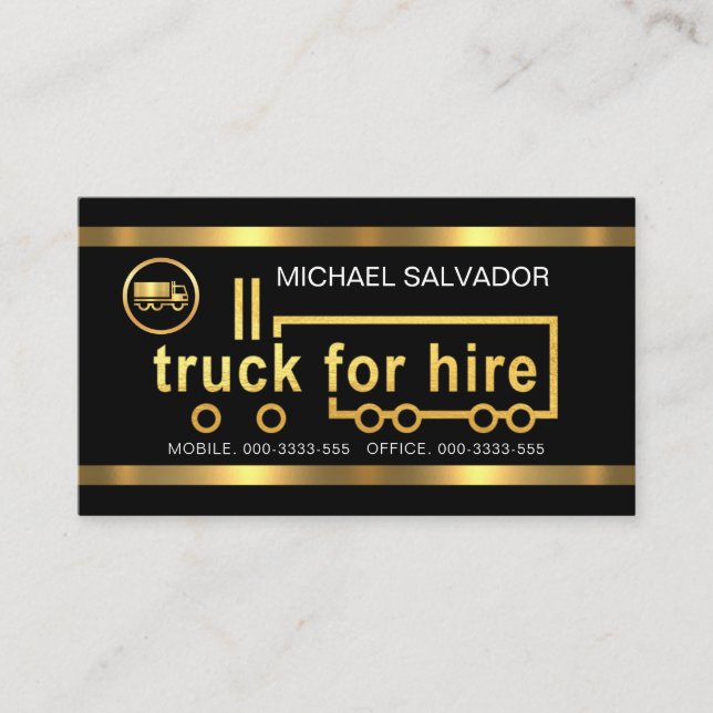 Gold Truck For Hire Signage Business Card (Front)
