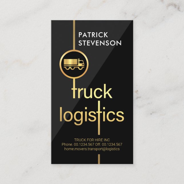 Gold Truck Logistics Crossroads Transport Business Card (Front)