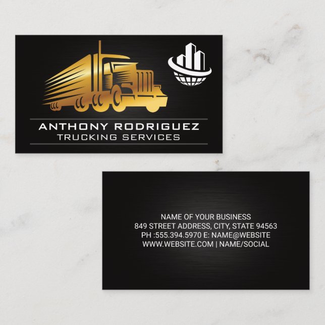 Gold Truck Logo | Corporate Global Logo Business Card (Front/Back)