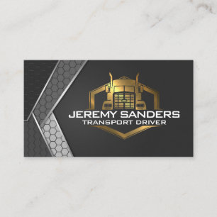 Gold Truck Logo   Industrial Background Business Card