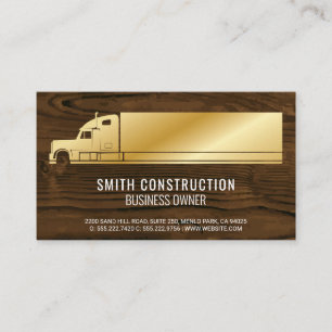 Gold Truck   Wood Background Business Card