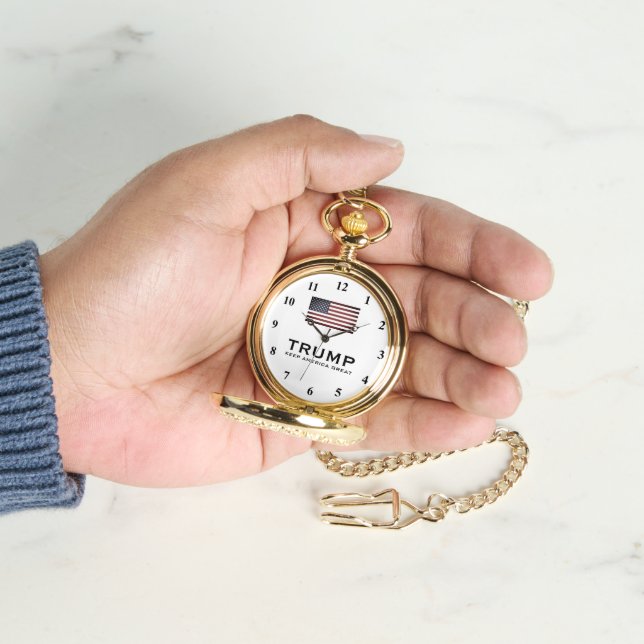 Gold Trump pocket watch - Keep America Great (Hand)