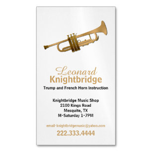 Gold Trumpet Business Magnetic Business Card
