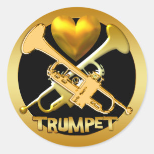 GOLD TRUMPETS CLASSIC ROUND STICKER