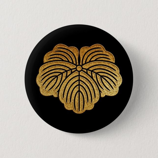 Gold Tsuta Kamon 6 Cm Round Badge (Front)