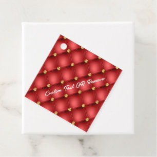 Gold Tufted Red Gift Tags Personalised Text Name