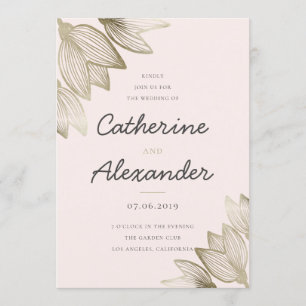 Gold Tulip Blossoms   Wedding Invitation