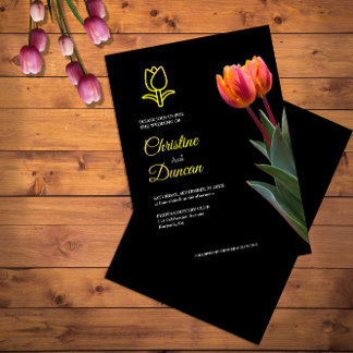 Gold Tulip Wedding Invitations