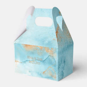 Gold Turquoise Abstract Name Modern Wedding Favour Box