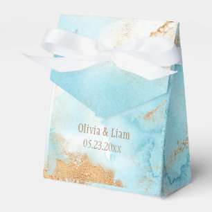Gold Turquoise Abstract Name Modern Wedding Favour Box