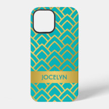 Gold Turquoise Art Deco Geometric Personalised
