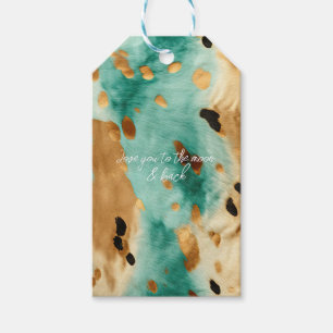 Gold Turquoise Black Animal Print Gift Tags