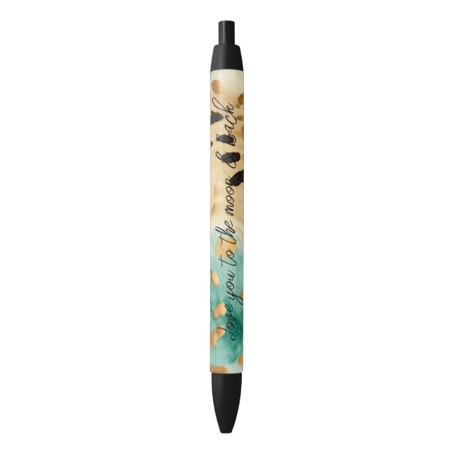 Gold Turquoise Black Animal Print Ink Pen (Front Vertical)