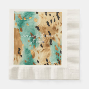 Gold Turquoise Black Animal Print Napkin