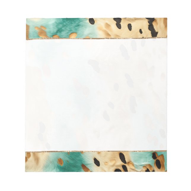 Gold Turquoise Black Animal Print Notepad (Front)