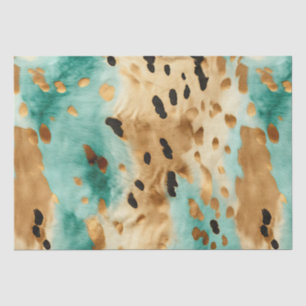 Gold Turquoise Black Animal Print Tissue Paper