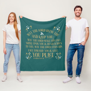  Gold Turquoise Blessing Numbers Scripture Prayer  Fleece Blanket
