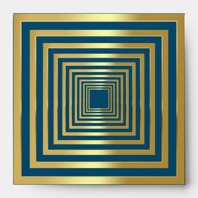 Gold turquoise blue 3d illusion square Envelope (Front)