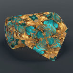 Gold Turquoise Blue Fractal mandelbrot Tie<br><div class="desc">This design may be personalised in the area provided by changing the photo and/or text. Or it can be customised by choosing the click to customise further option and delete or change the colour of the background, add text, change the text colour or style, or delete the text for an...</div>