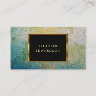 Gold & turquoise stone geode professional business card