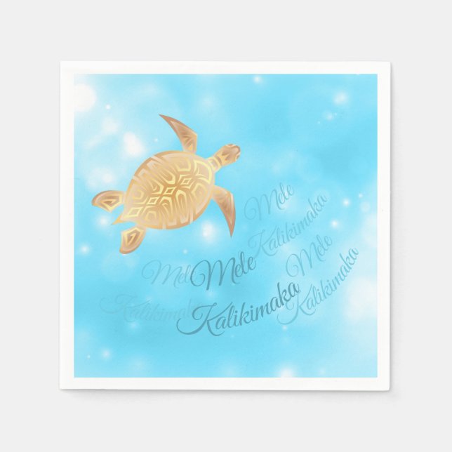 Gold Turtle | Hawaiian Christmas | Napkin (Front)