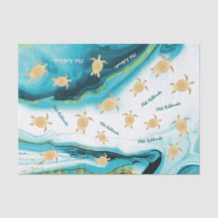 Gold Turtle White Teal Ink Mele Kalikimaka Tissue Paper