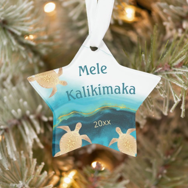 Gold Turtles |  Mele Kalikimaka Hawaiian Christmas Ornament (Tree)